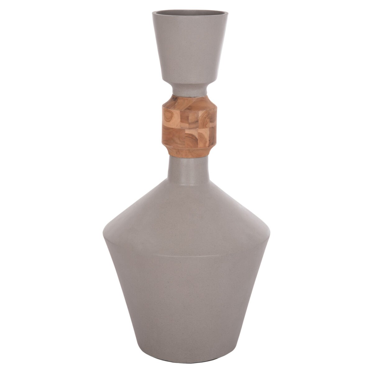 ΔΙΑΚΟΣΜΗΤΙΚΟ ΒΑΖΟ ΔΑΠΕΔΟΥ NEBULA LH10.4661.03 FIBER CEMENT ΓΚΡΙ--ΞΥΛΟ ΤΕΑΚ Φ60x115Υεκ. - Image 1