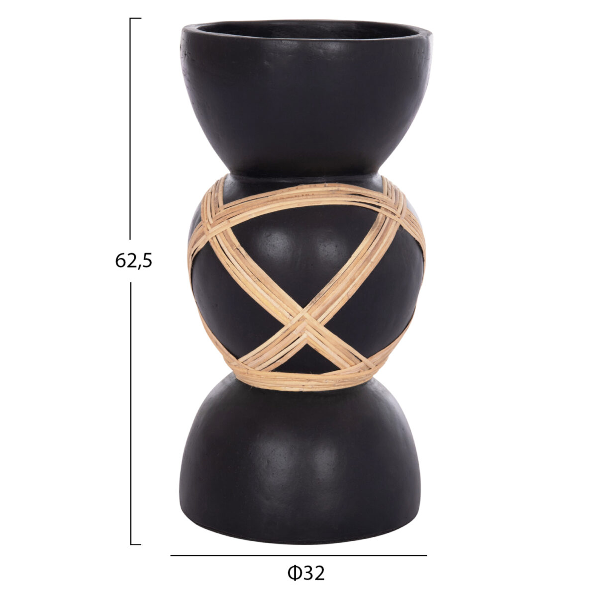 ΔΙΑΚΟΣΜΗΤΙΚΟ ΒΑΖΟ ΔΑΠΕΔΟΥ MAYNARD LH10.4672.01L TERRACOTTA ΜΑΥΡΟ-RATTAN Φ32x62.5Υεκ - Image 2
