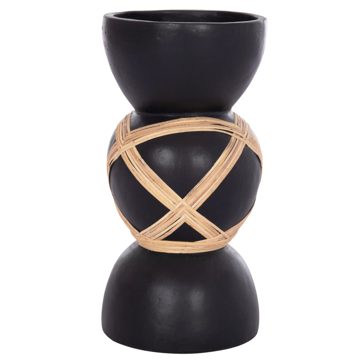 ΔΙΑΚΟΣΜΗΤΙΚΟ ΒΑΖΟ ΔΑΠΕΔΟΥ MAYNARD LH10.4672.01L TERRACOTTA ΜΑΥΡΟ-RATTAN Φ32x62.5Υεκ - Image 1