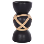ΔΙΑΚΟΣΜΗΤΙΚΟ ΒΑΖΟ ΔΑΠΕΔΟΥ MAYNARD LH10.4672.01L TERRACOTTA ΜΑΥΡΟ-RATTAN Φ32x62.5Υεκ