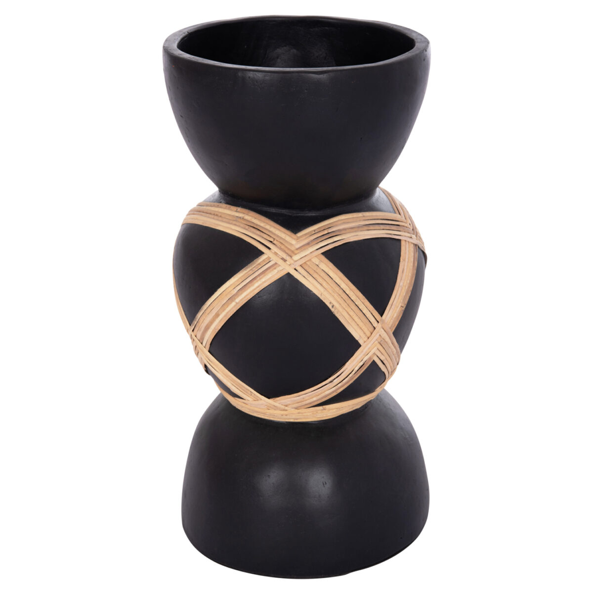 ΔΙΑΚΟΣΜΗΤΙΚΟ ΒΑΖΟ ΔΑΠΕΔΟΥ MAYNARD LH10.4672.01L TERRACOTTA ΜΑΥΡΟ-RATTAN Φ32x62.5Υεκ - Image 3