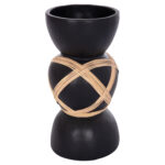 ΔΙΑΚΟΣΜΗΤΙΚΟ ΒΑΖΟ ΔΑΠΕΔΟΥ MAYNARD LH10.4672.01L TERRACOTTA ΜΑΥΡΟ-RATTAN Φ32x62.5Υεκ - Image 3