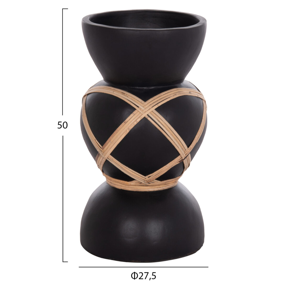 ΔΙΑΚΟΣΜΗΤΙΚΟ ΒΑΖΟ ΔΑΠΕΔΟΥ MAYNARD LH10.4672.01S TERRACOTTA ΜΑΥΡΟ-RATTAN Φ27.5x50Υ - Image 2