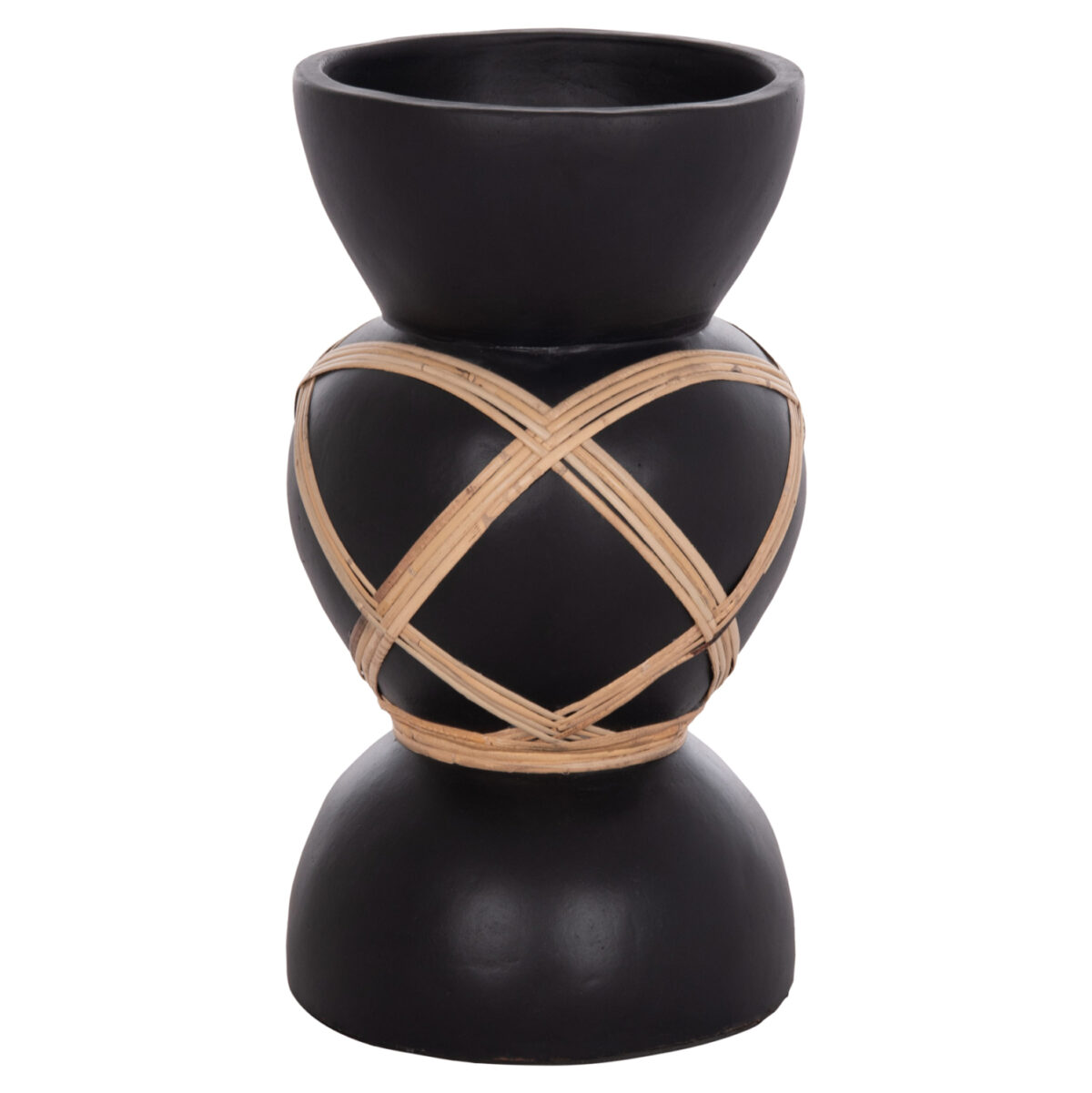 ΔΙΑΚΟΣΜΗΤΙΚΟ ΒΑΖΟ ΔΑΠΕΔΟΥ MAYNARD LH10.4672.01S TERRACOTTA ΜΑΥΡΟ-RATTAN Φ27.5x50Υ - Image 1