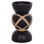 ΔΙΑΚΟΣΜΗΤΙΚΟ ΒΑΖΟ ΔΑΠΕΔΟΥ MAYNARD LH10.4672.01S TERRACOTTA ΜΑΥΡΟ-RATTAN Φ27.5x50Υ