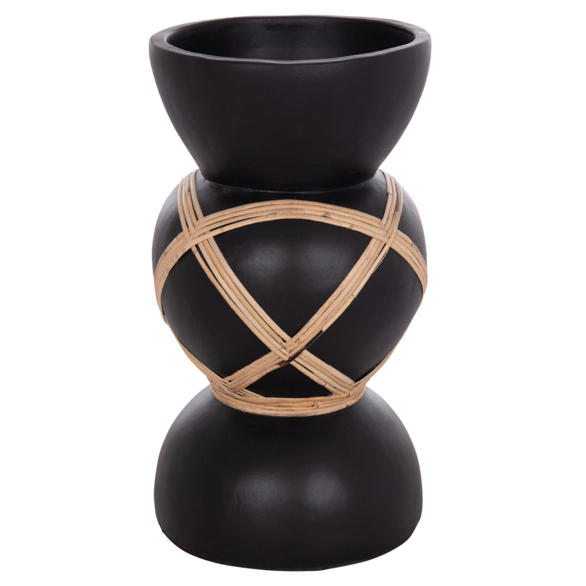ΔΙΑΚΟΣΜΗΤΙΚΟ ΒΑΖΟ ΔΑΠΕΔΟΥ MAYNARD LH10.4672.01S TERRACOTTA ΜΑΥΡΟ-RATTAN Φ27.5x50Υ - Image 3