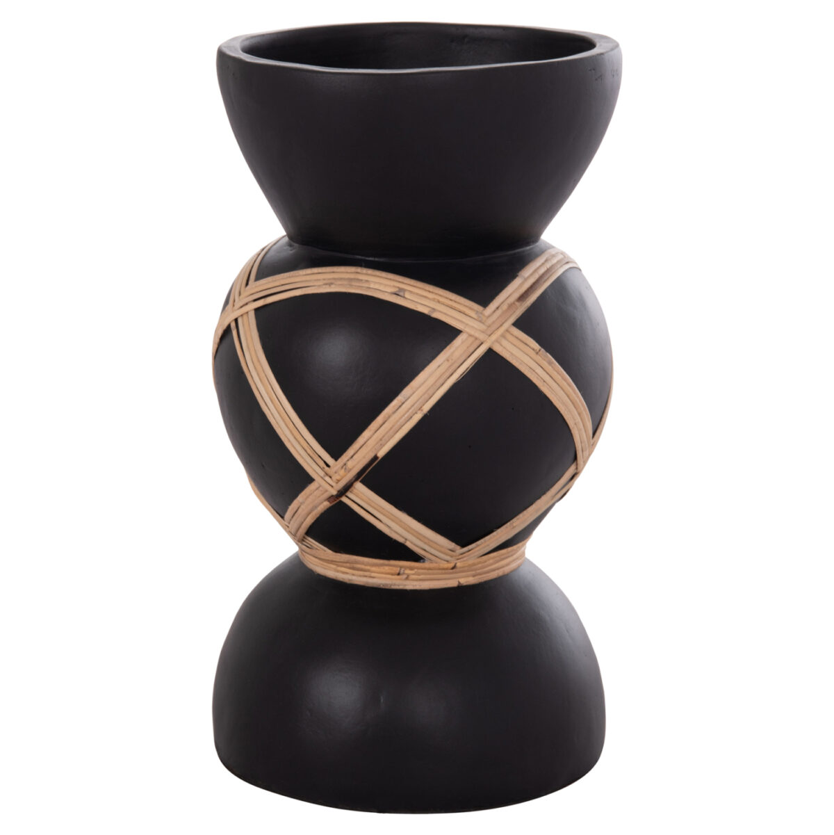 ΔΙΑΚΟΣΜΗΤΙΚΟ ΒΑΖΟ ΔΑΠΕΔΟΥ MAYNARD LH10.4672.01S TERRACOTTA ΜΑΥΡΟ-RATTAN Φ27.5x50Υ - Image 4