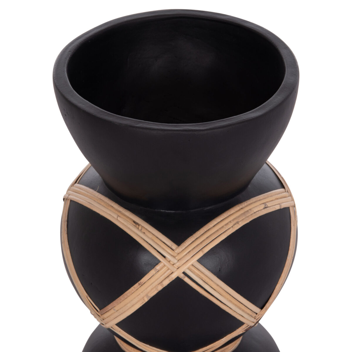 ΔΙΑΚΟΣΜΗΤΙΚΟ ΒΑΖΟ ΔΑΠΕΔΟΥ MAYNARD LH10.4672.01S TERRACOTTA ΜΑΥΡΟ-RATTAN Φ27.5x50Υ - Image 5