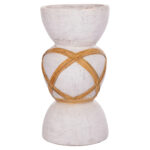 ΔΙΑΚΟΣΜΗΤΙΚΟ ΒΑΖΟ ΔΑΠΕΔΟΥ MAYNARD LH10.4672.02L TERRACOTTA ΛΕΥΚΟ--RATTAN Φ32x62.5Υεκ.