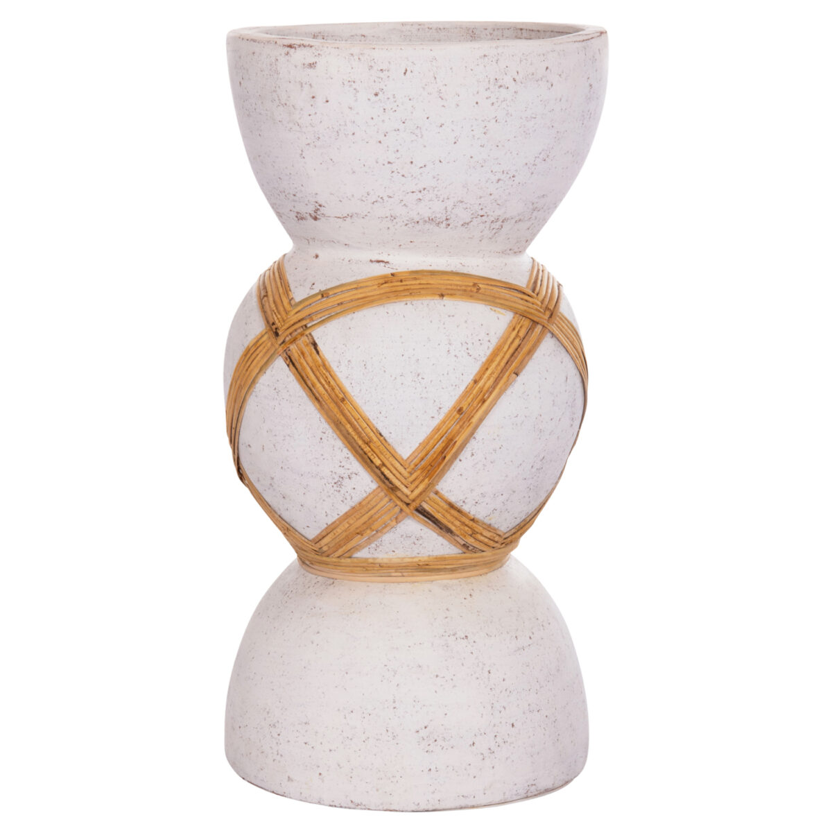 ΔΙΑΚΟΣΜΗΤΙΚΟ ΒΑΖΟ ΔΑΠΕΔΟΥ MAYNARD LH10.4672.02L TERRACOTTA ΛΕΥΚΟ--RATTAN Φ32x62.5Υεκ. - Image 3