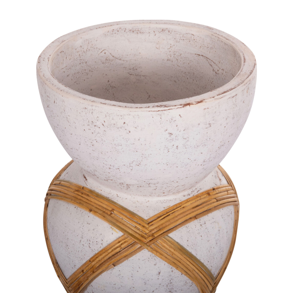 ΔΙΑΚΟΣΜΗΤΙΚΟ ΒΑΖΟ ΔΑΠΕΔΟΥ MAYNARD LH10.4672.02L TERRACOTTA ΛΕΥΚΟ--RATTAN Φ32x62.5Υεκ. - Image 4