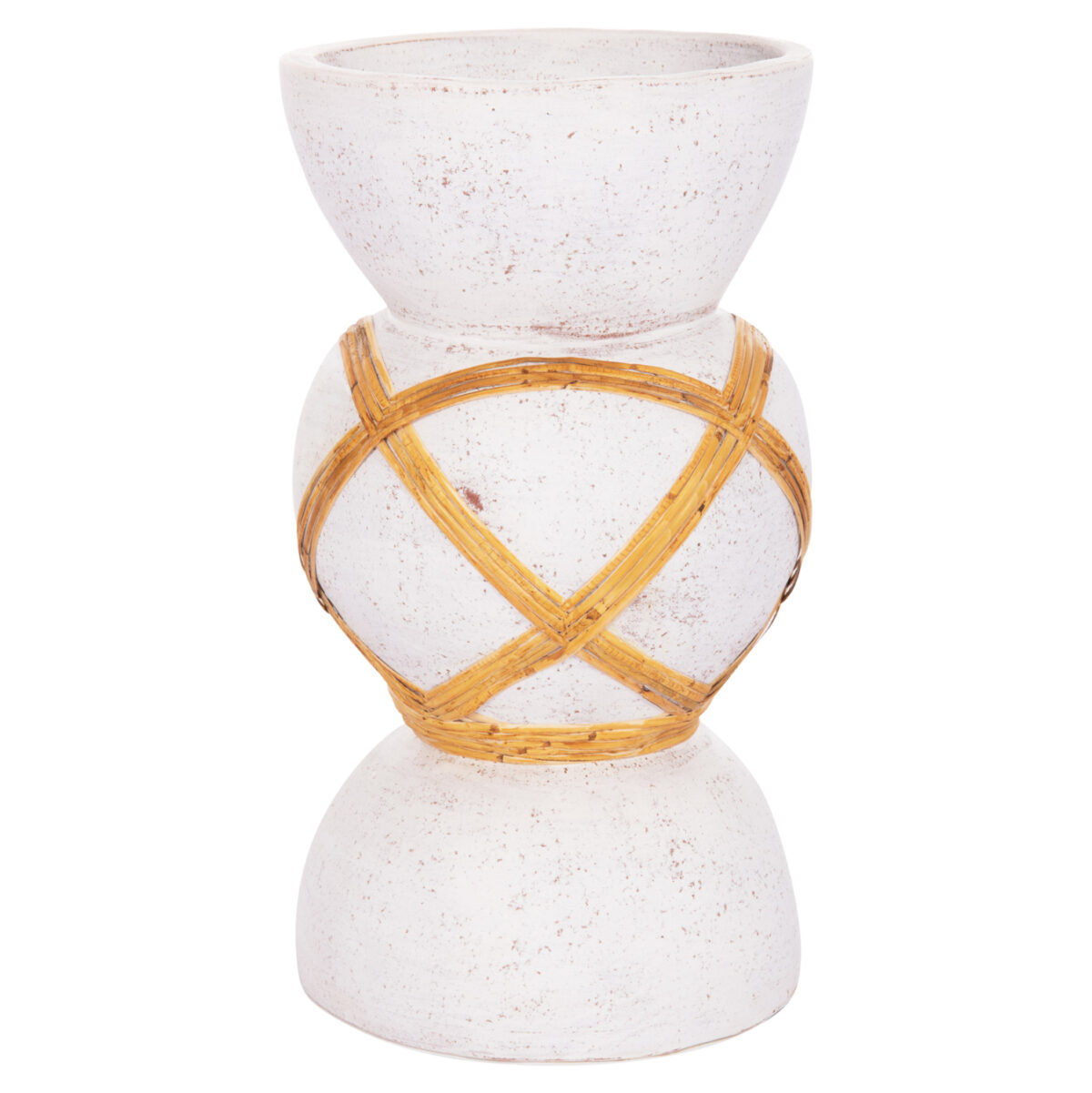 ΔΙΑΚΟΣΜΗΤΙΚΟ ΒΑΖΟ ΔΑΠΕΔΟΥ MAYNARD LH10.4672.02S TERRACOTTA ΛΕΥΚΟ--RATTAN Φ27.5x50Υεκ - Image 3