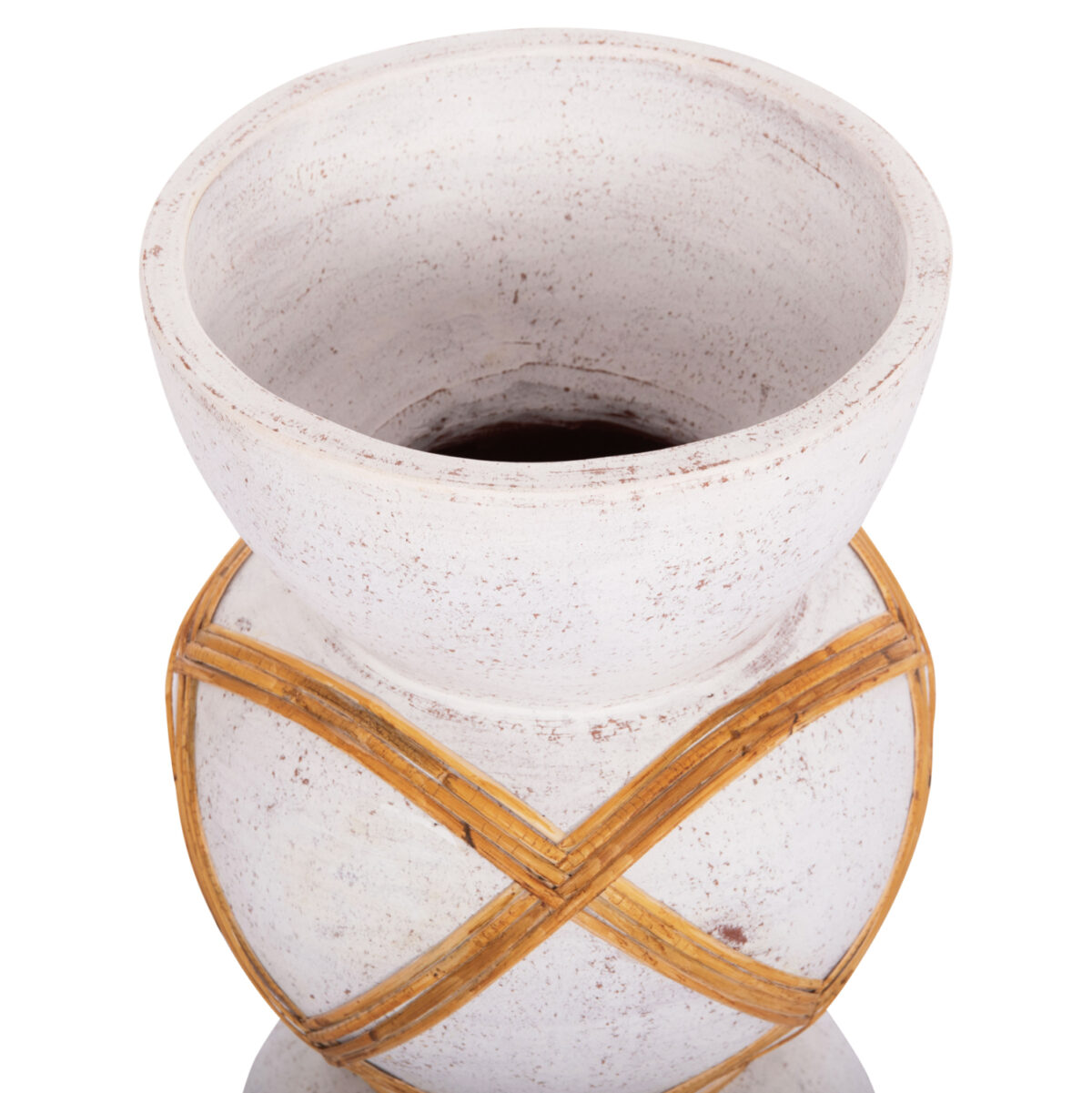 ΔΙΑΚΟΣΜΗΤΙΚΟ ΒΑΖΟ ΔΑΠΕΔΟΥ MAYNARD LH10.4672.02S TERRACOTTA ΛΕΥΚΟ--RATTAN Φ27.5x50Υεκ - Image 4