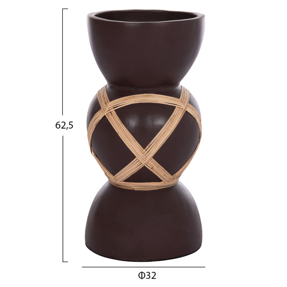 ΔΙΑΚΟΣΜΗΤΙΚΟ ΒΑΖΟ ΔΑΠΕΔΟΥ MAYNARD LH10.4672.07L TERRACOTTA ΣΟΚΟΛΑΤΙ-RATTAN Φ32x62.5Υεκ - Image 2
