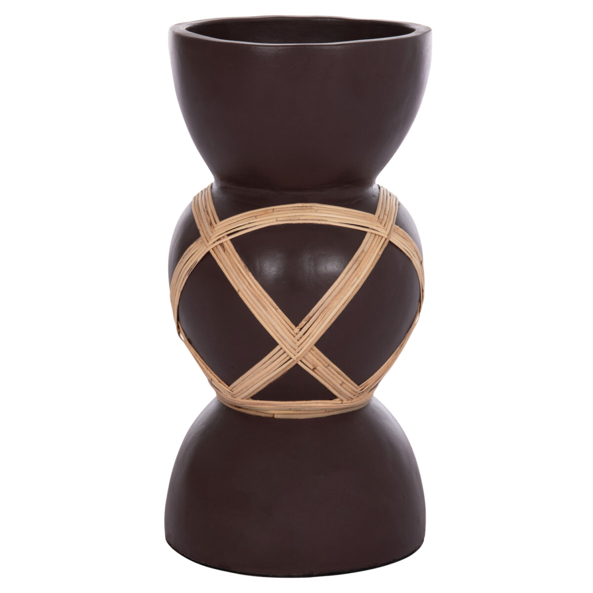 ΔΙΑΚΟΣΜΗΤΙΚΟ ΒΑΖΟ ΔΑΠΕΔΟΥ MAYNARD LH10.4672.07L TERRACOTTA ΣΟΚΟΛΑΤΙ-RATTAN Φ32x62.5Υεκ - Image 1
