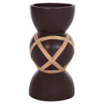 ΔΙΑΚΟΣΜΗΤΙΚΟ ΒΑΖΟ ΔΑΠΕΔΟΥ MAYNARD LH10.4672.07L TERRACOTTA ΣΟΚΟΛΑΤΙ-RATTAN Φ32x62.5Υεκ
