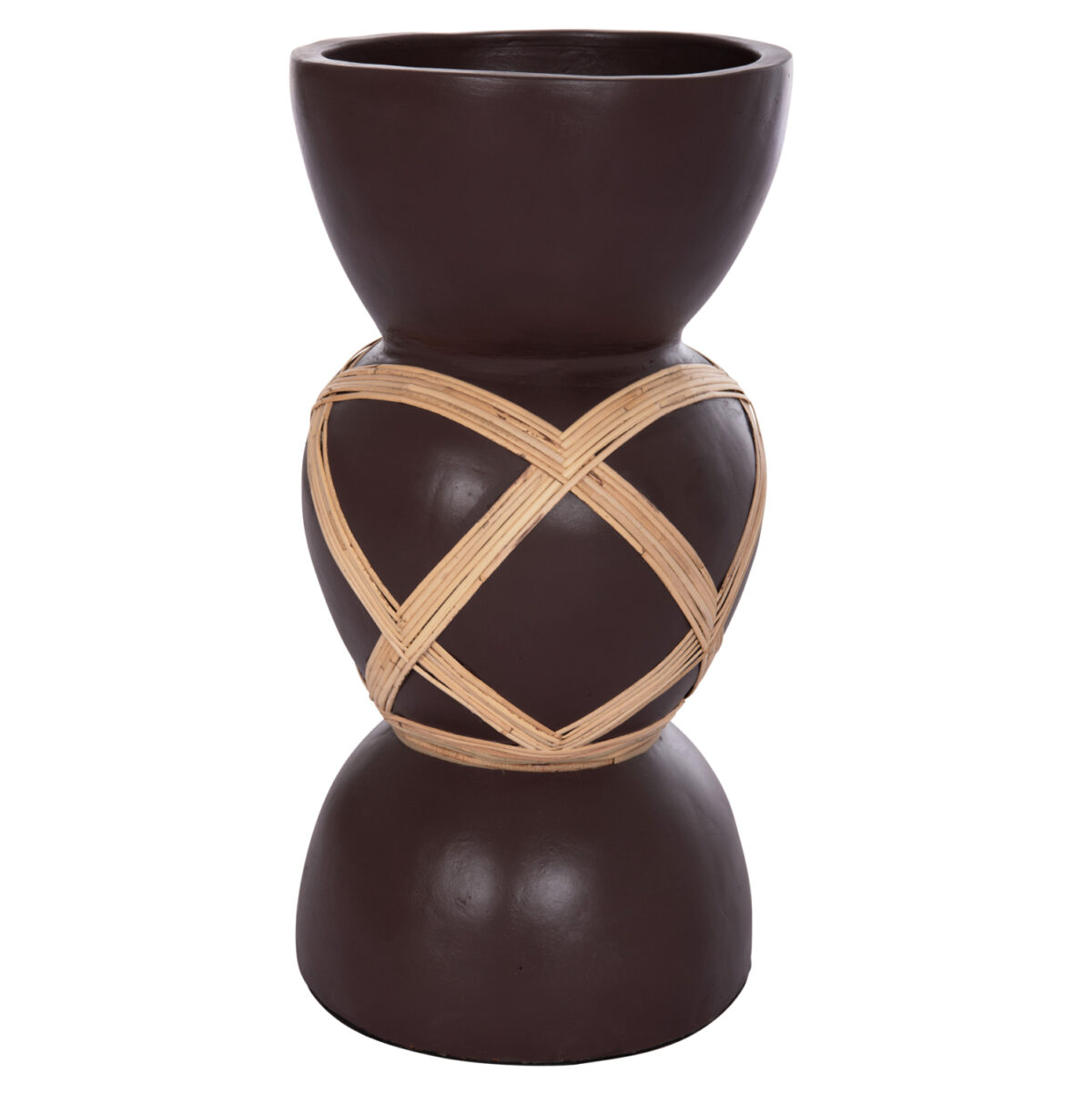 ΔΙΑΚΟΣΜΗΤΙΚΟ ΒΑΖΟ ΔΑΠΕΔΟΥ MAYNARD LH10.4672.07L TERRACOTTA ΣΟΚΟΛΑΤΙ-RATTAN Φ32x62.5Υεκ - Image 3