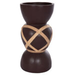 ΔΙΑΚΟΣΜΗΤΙΚΟ ΒΑΖΟ ΔΑΠΕΔΟΥ MAYNARD LH10.4672.07L TERRACOTTA ΣΟΚΟΛΑΤΙ-RATTAN Φ32x62.5Υεκ - Image 3