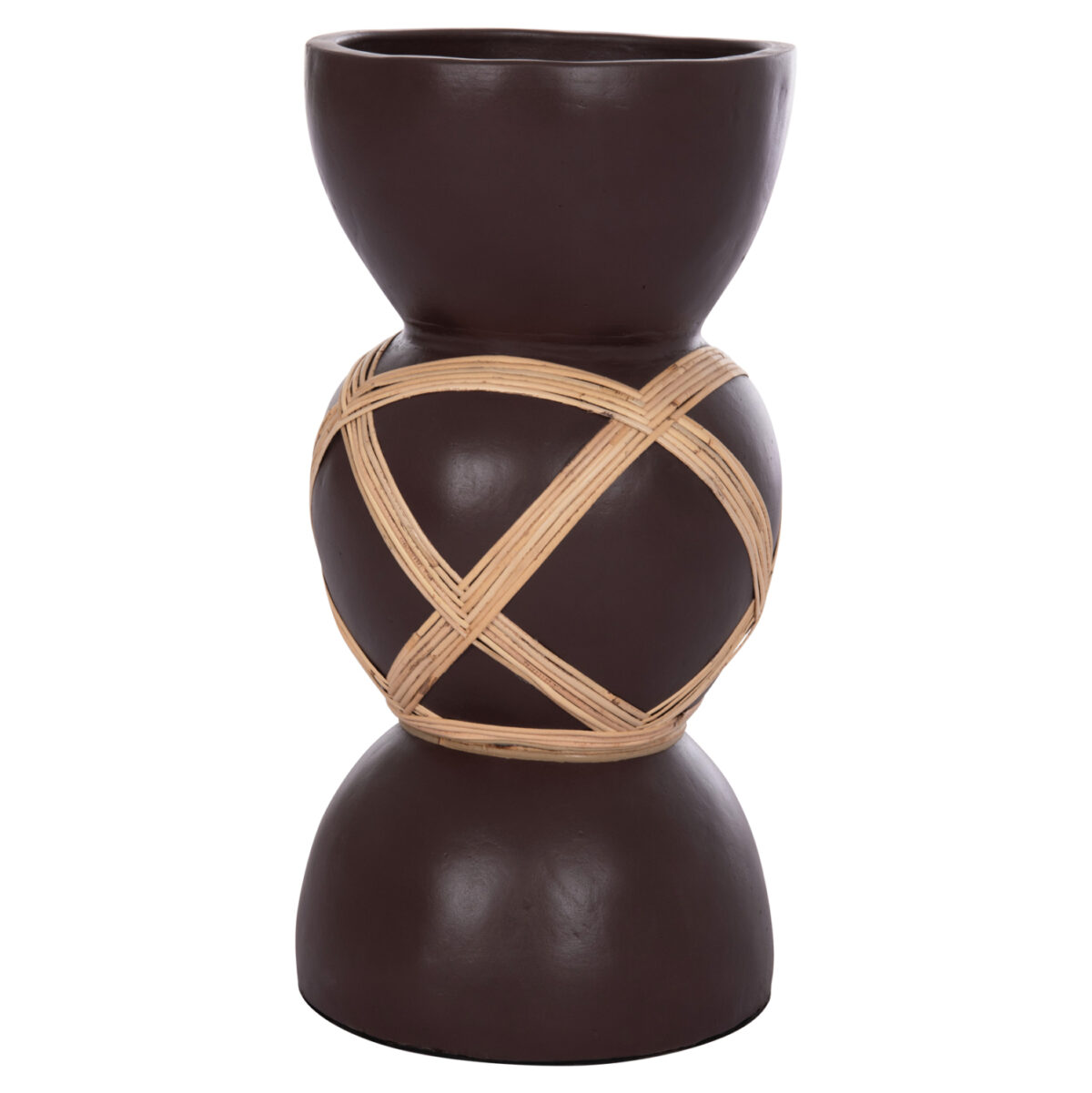 ΔΙΑΚΟΣΜΗΤΙΚΟ ΒΑΖΟ ΔΑΠΕΔΟΥ MAYNARD LH10.4672.07L TERRACOTTA ΣΟΚΟΛΑΤΙ-RATTAN Φ32x62.5Υεκ - Image 4