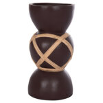 ΔΙΑΚΟΣΜΗΤΙΚΟ ΒΑΖΟ ΔΑΠΕΔΟΥ MAYNARD LH10.4672.07L TERRACOTTA ΣΟΚΟΛΑΤΙ-RATTAN Φ32x62.5Υεκ - Image 4