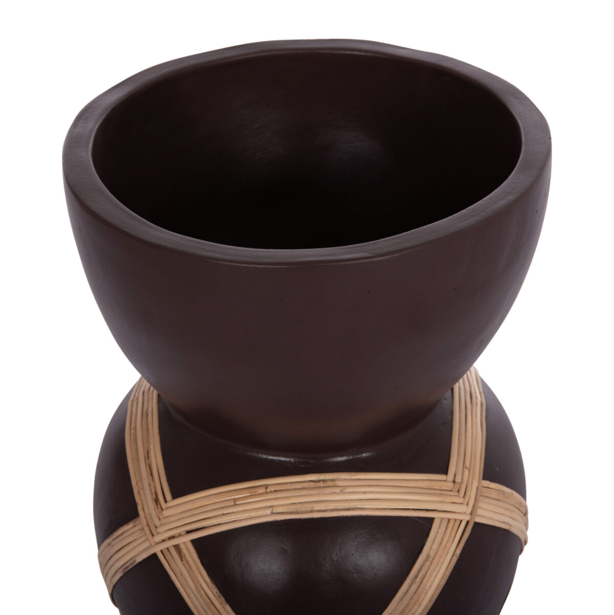 ΔΙΑΚΟΣΜΗΤΙΚΟ ΒΑΖΟ ΔΑΠΕΔΟΥ MAYNARD LH10.4672.07L TERRACOTTA ΣΟΚΟΛΑΤΙ-RATTAN Φ32x62.5Υεκ - Image 5