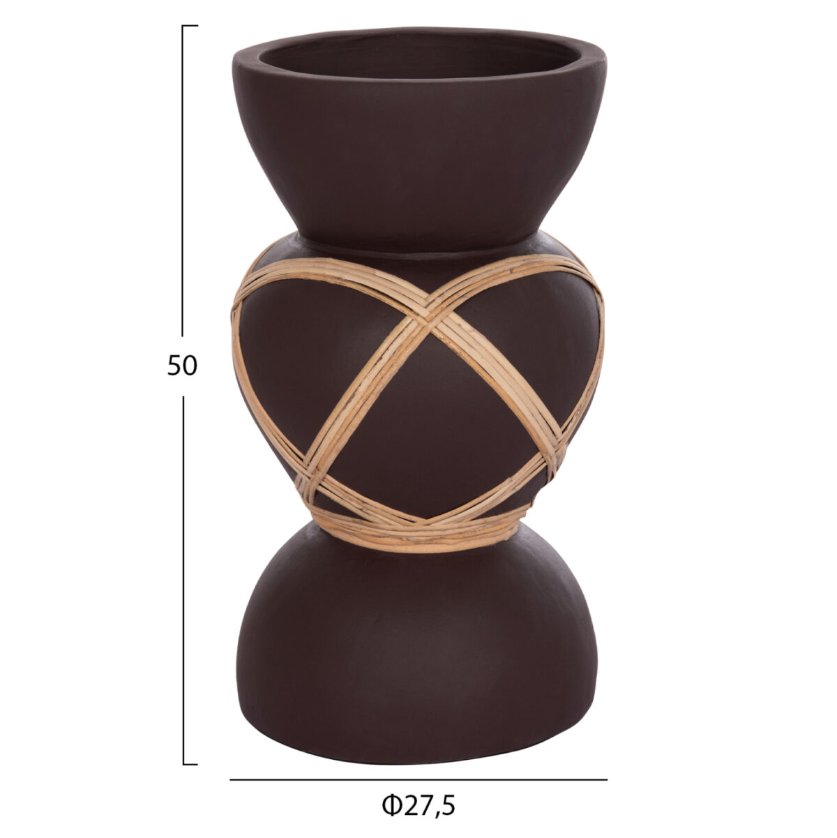 ΔΙΑΚΟΣΜΗΤΙΚΟ ΒΑΖΟ ΔΑΠΕΔΟΥ MAYNARD LH10.4672.07S TERRACOTTA ΣΟΚΟΛΑΤΙ-RATTAN Φ27.5x50Υεκ - Image 2