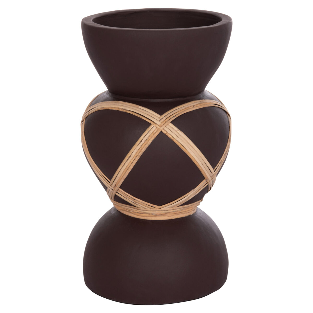 ΔΙΑΚΟΣΜΗΤΙΚΟ ΒΑΖΟ ΔΑΠΕΔΟΥ MAYNARD LH10.4672.07S TERRACOTTA ΣΟΚΟΛΑΤΙ-RATTAN Φ27.5x50Υεκ - Image 1