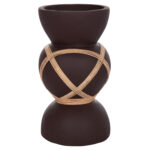 ΔΙΑΚΟΣΜΗΤΙΚΟ ΒΑΖΟ ΔΑΠΕΔΟΥ MAYNARD LH10.4672.07S TERRACOTTA ΣΟΚΟΛΑΤΙ-RATTAN Φ27.5x50Υεκ - Image 3