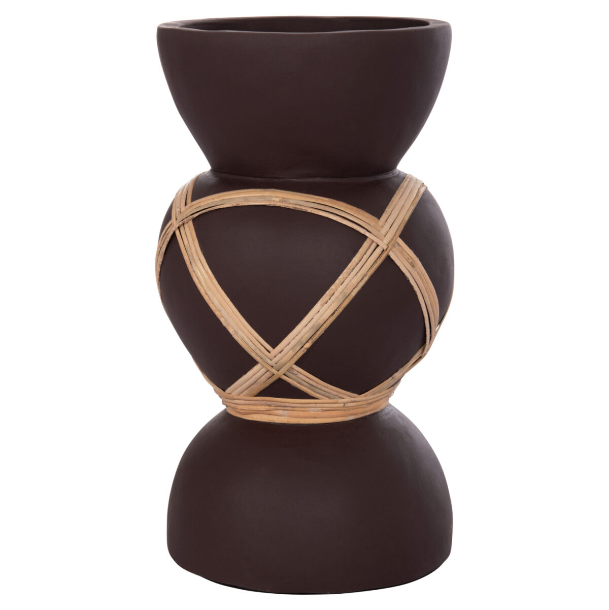 ΔΙΑΚΟΣΜΗΤΙΚΟ ΒΑΖΟ ΔΑΠΕΔΟΥ MAYNARD LH10.4672.07S TERRACOTTA ΣΟΚΟΛΑΤΙ-RATTAN Φ27.5x50Υεκ - Image 4