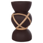 ΔΙΑΚΟΣΜΗΤΙΚΟ ΒΑΖΟ ΔΑΠΕΔΟΥ MAYNARD LH10.4672.07S TERRACOTTA ΣΟΚΟΛΑΤΙ-RATTAN Φ27.5x50Υεκ - Image 4