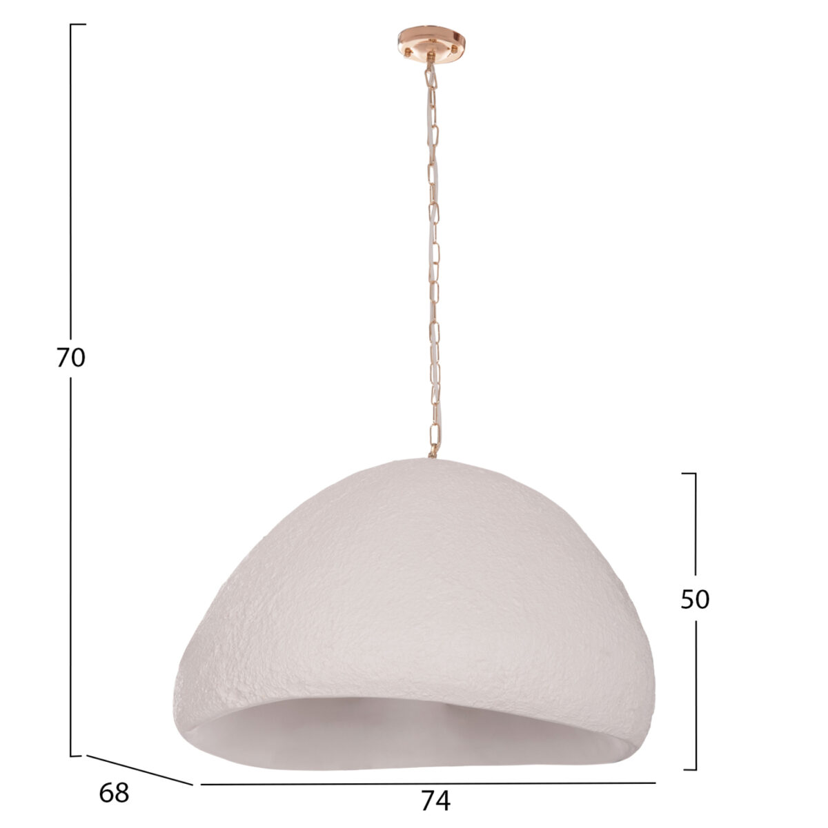 ΦΩΤΙΣΤΙΚΟ ΟΡΟΦΗΣ ΚΡΕΜΑΣΤΟ JAYLEN LH10.4703.02XL FIBER CEMENT ΛΕΥΚΟ 74x68x50-70Υεκ. - Image 2