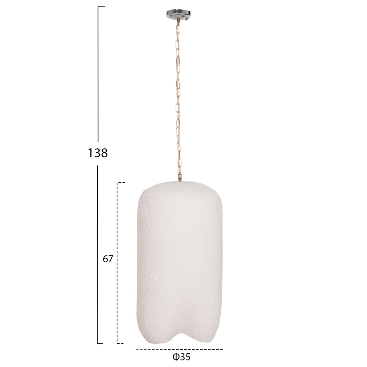 ΦΩΤΙΣΤΙΚΟ ΟΡΟΦΗΣ ΚΡΕΜΑΣΤΟ LOGKY LH10.4704.02L--FIBER CEMENT ΛΕΥΚΟ 35x35x67Υεκ - Image 2