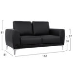 ΚΑΝΑΠΕΣ 2ΘΕΣΙΟΣ KΕΝΖΙΕ LH10.3121.21 ΜΕ ΜΑΥΡΟ PU 142x81x81 εκ. - Image 2