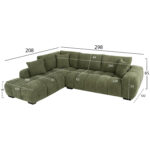 ΚΑΝΑΠΕΣ ΓΩΝΙΑ (ΑΡΙΣΤΕΡΗ) COVEN LH10.3266.14L ΠΡΑΣΙΝΟ ΥΦΑΣΜΑ 298x102-208x85Υεκ. - Image 2