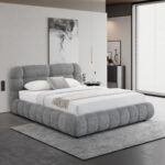 ΚΡΕΒΑΤΙ ΜΕ ΑΠΟΘ.ΧΩΡΟ MOLEN LH10.730.01 ΓΚΡΙ ΜΠΟΥΚΛΕ ΥΦΑΣΜΑ--ΓΙΑ ΣΤΡΩΜΑ 160x200εκ