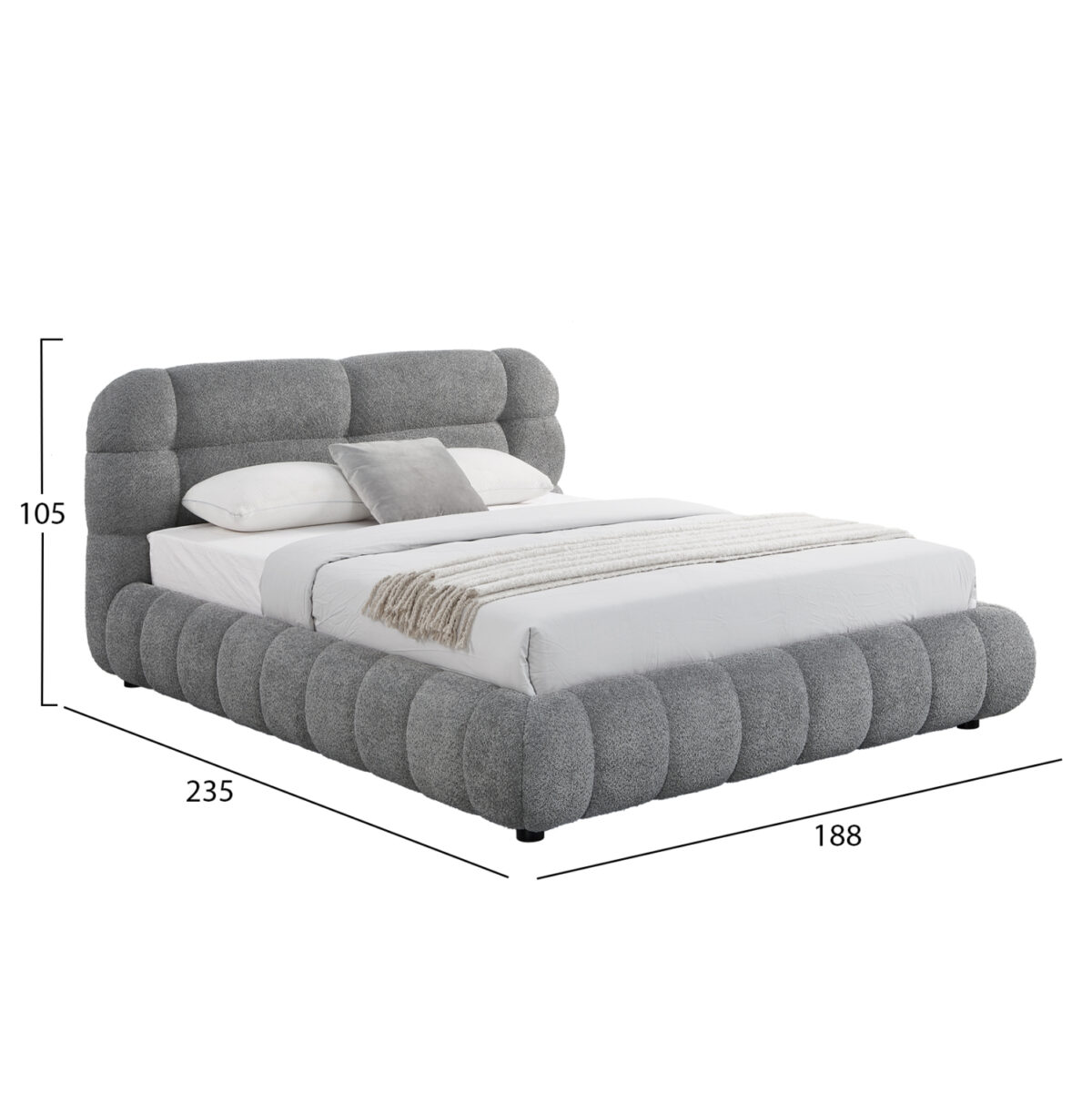 ΚΡΕΒΑΤΙ ΜΕ ΑΠΟΘ.ΧΩΡΟ MOLEN LH10.730.01 ΓΚΡΙ ΜΠΟΥΚΛΕ ΥΦΑΣΜΑ--ΓΙΑ ΣΤΡΩΜΑ 160x200εκ - Image 3