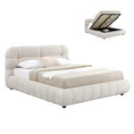 ΚΡΕΒΑΤΙ ΜΕ ΑΠΟΘ.ΧΩΡΟ MOLEN LH10.730.03 ΜΠΕΖ ΜΠΟΥΚΛΕ ΥΦΑΣΜΑ--ΓΙΑ ΣΤΡΩΜΑ 160x200εκ - Image 2