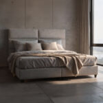 ΚΡΕΒΑΤΙ ΥΠΕΡΔΙΠΛΟ MILO ΑΠΟ ΜΠΕΖ ΥΦΑΣΜΑ LH10.628.32 ΓΙΑ ΣΤΡΩΜΑ 180x200 εκ.