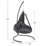 ΚΡΕΜΑΣΤΗ ΦΩΛΙΑ AUGUST ΜΑΚΡΑΜΕ-ΜΕΤΑΛΛΟ ΑΝΘΡΑΚΙ LH10.5922.10 123x113x145Υεκ. - Image 2