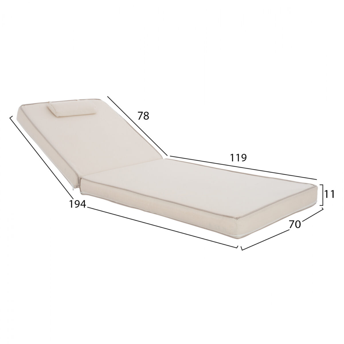ΜΑΞΙΛΑΡΙ ΞΑΠΛΩΣΤΡΑΣ TEXTILENE 600gr/m2 2X1 SIFNOS ΜΠΕΖ LH10.11237.60T 194x70x11εκ. - Image 2