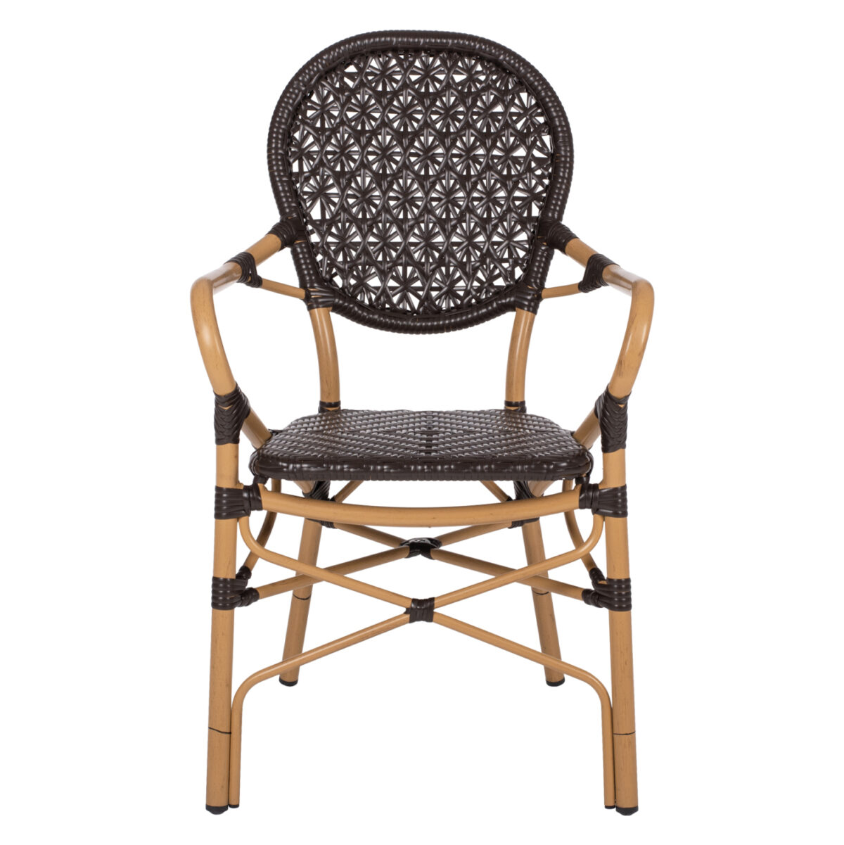 ΠΟΛΥΘΡΟΝΑ ΑΛΟΥΜΙΝΙΟΥ BAMBOO LOOK ΚΑΦΕ ΚΑΙ ΚΑΦΕ PE RATTAN LH10.5926.01 56x62x95Yεκ. - Image 3