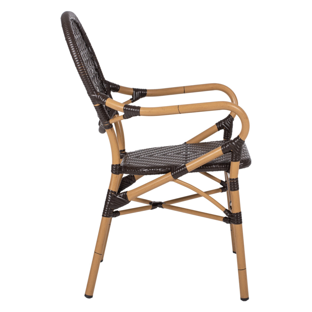 ΠΟΛΥΘΡΟΝΑ ΑΛΟΥΜΙΝΙΟΥ BAMBOO LOOK ΚΑΦΕ ΚΑΙ ΚΑΦΕ PE RATTAN LH10.5926.01 56x62x95Yεκ. - Image 4