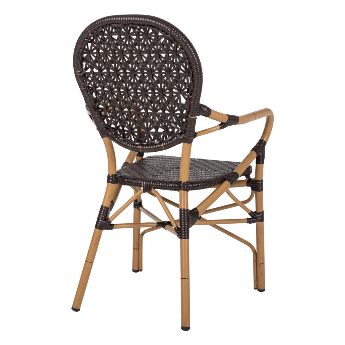 ΠΟΛΥΘΡΟΝΑ ΑΛΟΥΜΙΝΙΟΥ BAMBOO LOOK ΚΑΦΕ ΚΑΙ ΚΑΦΕ PE RATTAN LH10.5926.01 56x62x95Yεκ. - Image 5