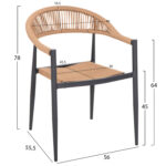 ΠΟΛΥΘΡΟΝΑ ΑΛΟΥΜΙΝΙΟΥ GRET LH10.5854.02 ΑΝΘΡΑΚΙ PΕ RATTAN ΜΠΕΖ 56x55,5x78Υ εκ. - Image 2