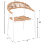 ΠΟΛΥΘΡΟΝΑ ΑΛΟΥΜΙΝΙΟΥ GRET LH10.5854.01 ΛΕΥΚΗ PE RATTAN ΜΠΕΖ 56x55,5x78Υεκ. - Image 2