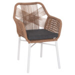 ΠΟΛΥΘΡΟΝΑ TOPIN LH10.6048.01 ΑΛΟΥΜΙΝΙΟ ΛΕΥΚΟ-P.E. RATTAN ΑΝΟΙΧΤΟ ΚΑΦΕ-ΜΑΞΙΛΑΡΙ ΓΚΡΙ 58x60x83Υ εκ