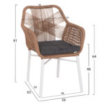 ΠΟΛΥΘΡΟΝΑ TOPIN LH10.6048.01 ΑΛΟΥΜΙΝΙΟ ΛΕΥΚΟ-P.E. RATTAN ΑΝΟΙΧΤΟ ΚΑΦΕ-ΜΑΞΙΛΑΡΙ ΓΚΡΙ 58x60x83Υ εκ - Image 2