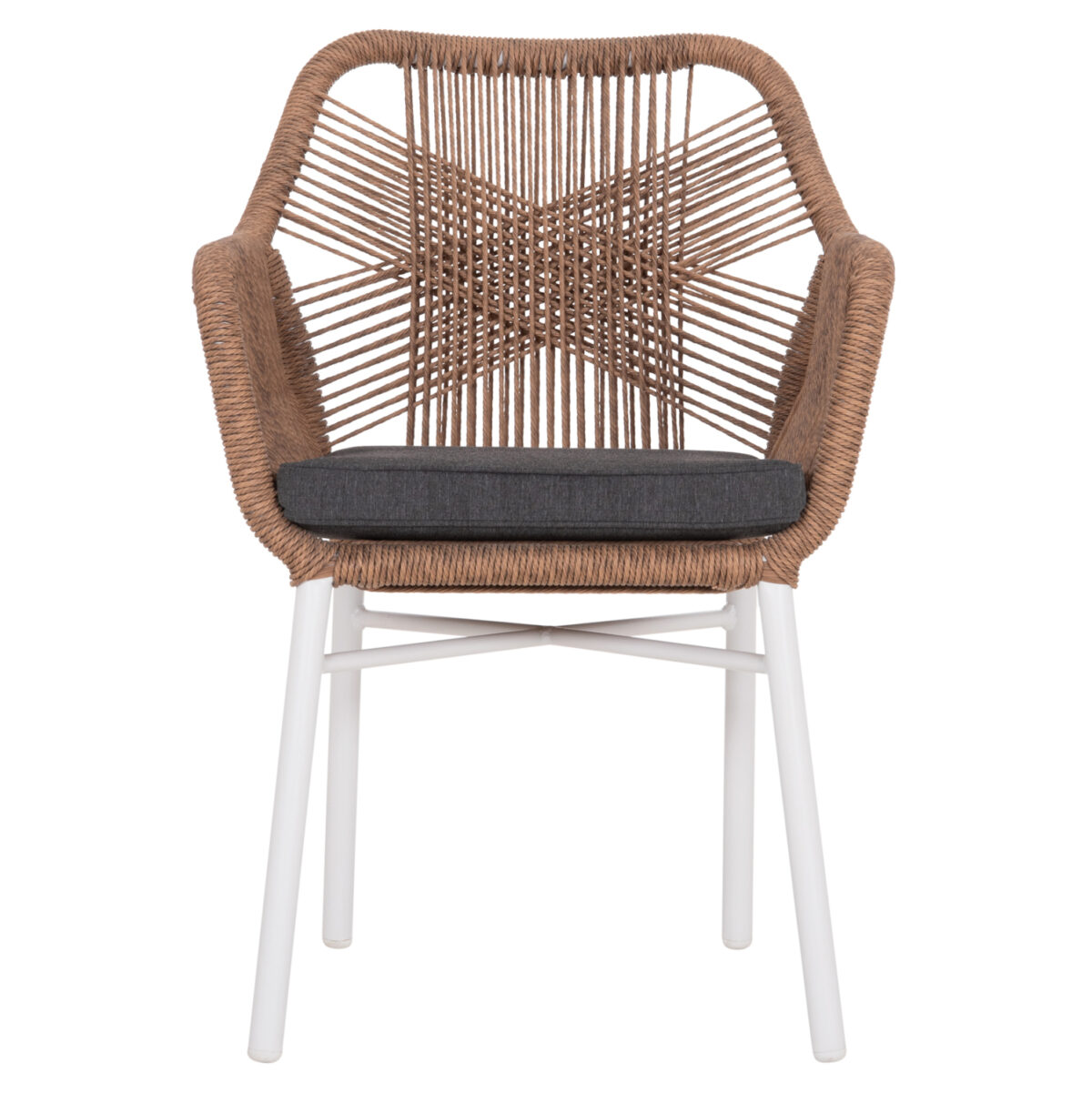 ΠΟΛΥΘΡΟΝΑ TOPIN LH10.6048.01 ΑΛΟΥΜΙΝΙΟ ΛΕΥΚΟ-P.E. RATTAN ΑΝΟΙΧΤΟ ΚΑΦΕ-ΜΑΞΙΛΑΡΙ ΓΚΡΙ 58x60x83Υ εκ - Image 3