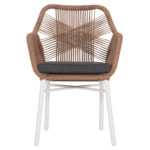 ΠΟΛΥΘΡΟΝΑ TOPIN LH10.6048.01 ΑΛΟΥΜΙΝΙΟ ΛΕΥΚΟ-P.E. RATTAN ΑΝΟΙΧΤΟ ΚΑΦΕ-ΜΑΞΙΛΑΡΙ ΓΚΡΙ 58x60x83Υ εκ - Image 3