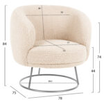 ΠΟΛΥΘΡΟΝΑ ARIEN LH10.8403.23 ΥΦΑΣΜΑ ΜΠΟΥΚΛΕ ΛΕΥΚΟ ΜΕ ΑΣΗΜΙ ΒΑΣΗ 78x75x84Υεκ. - Image 2